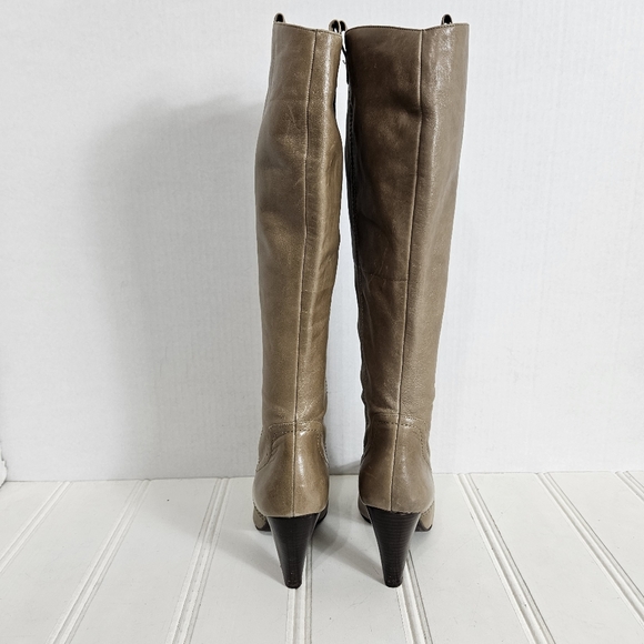 Jessica Simpson Marley Beige Leather Knee High Boots Women’s 9 Stacked Heel - Picture 4 of 16